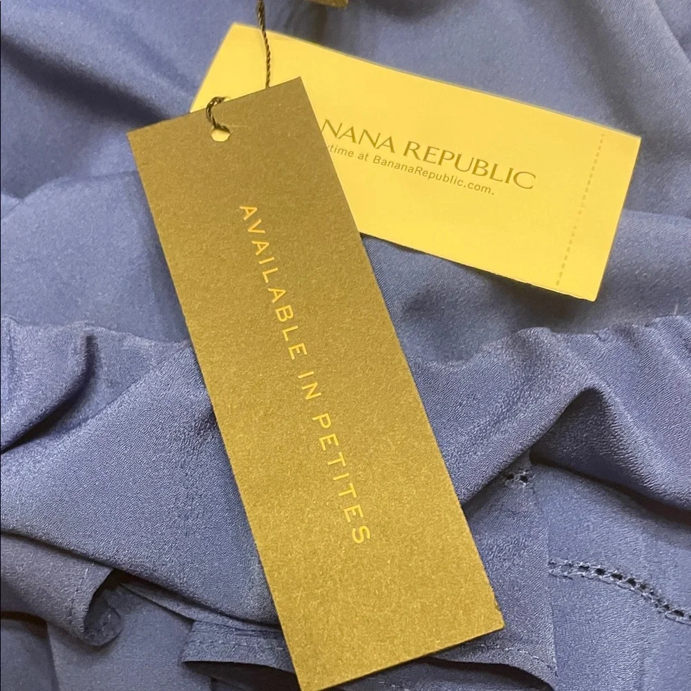 NWT Banana Republic Elegant Blue Ruffle One-Shoulder Dress - Picture 12 of 13